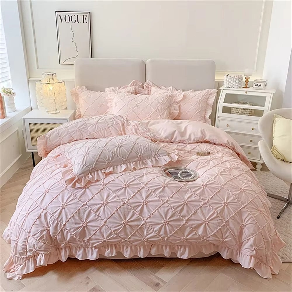 Charming Cotton Ruffled Bedding Collection – Pink
