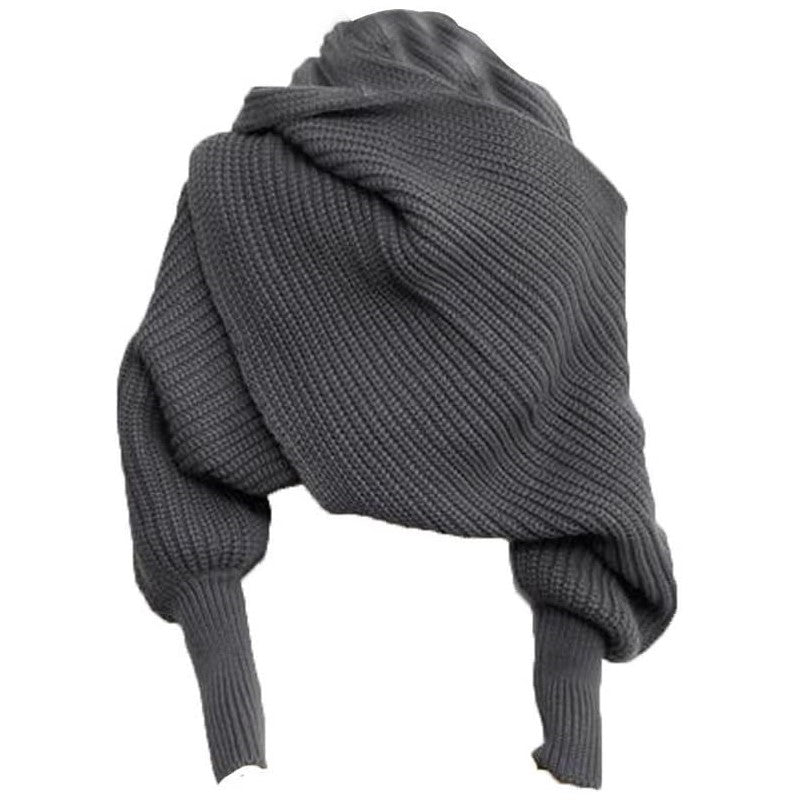 Large Winter Scarf - Versatile Knit Blanket and Long Shawl – Dark Grey