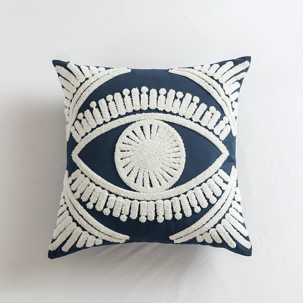 Chic Eye Motif Decorative Pillow Cover – Midnight Navy
