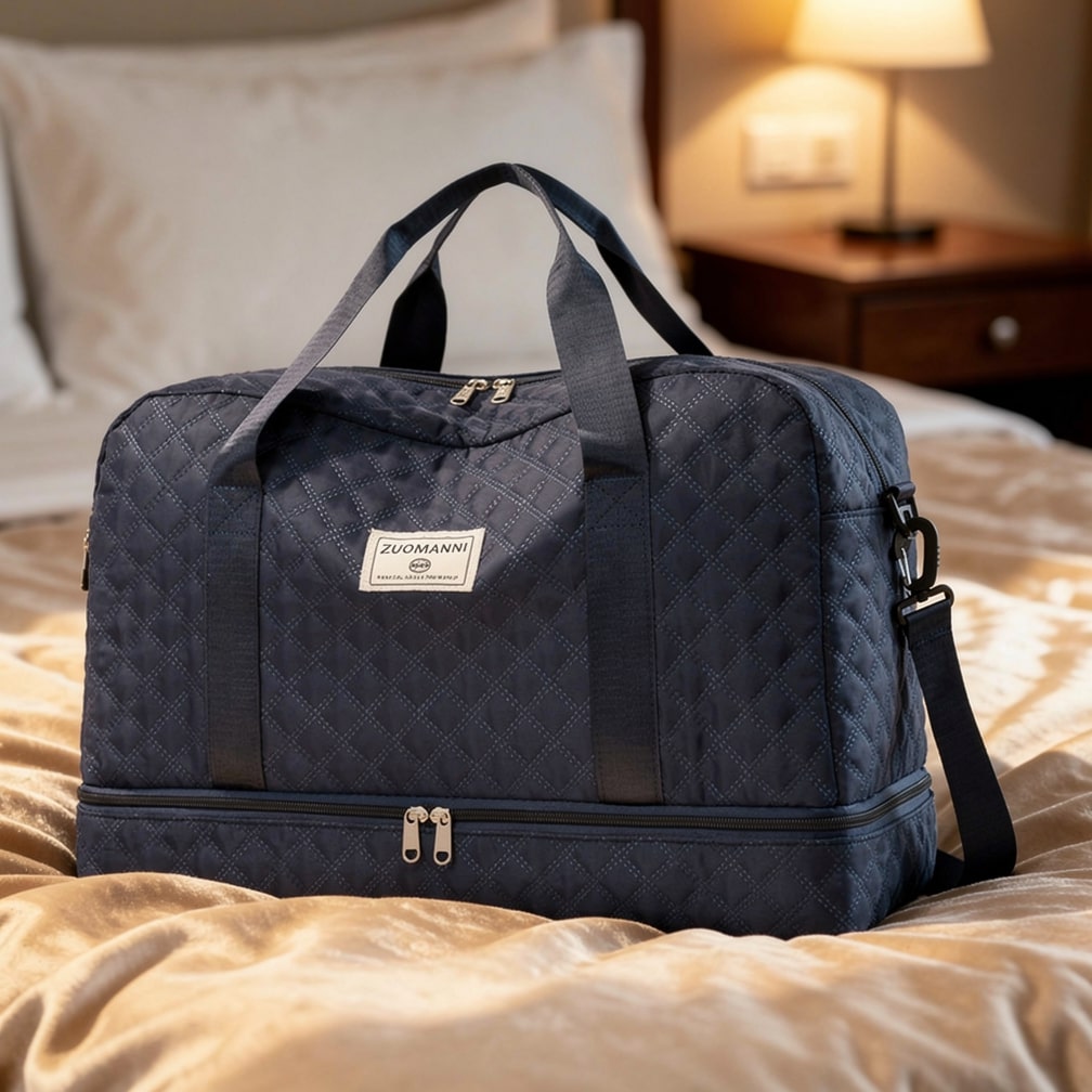 TravelMate Duffel Bag with Separate Shoe Compartment – Deep Blue