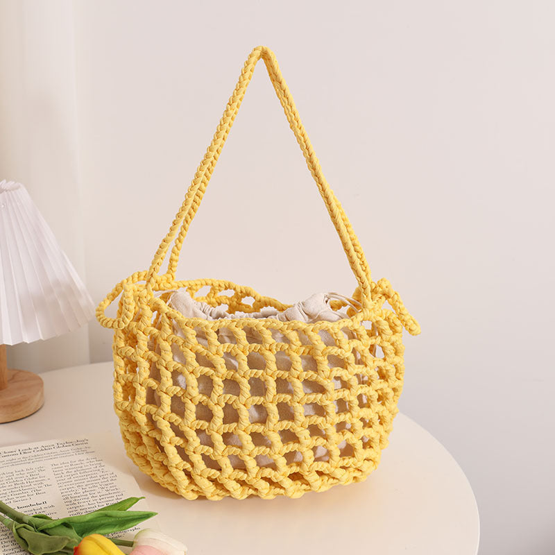 Lightweight Mesh Shoulder Tote – Yellow