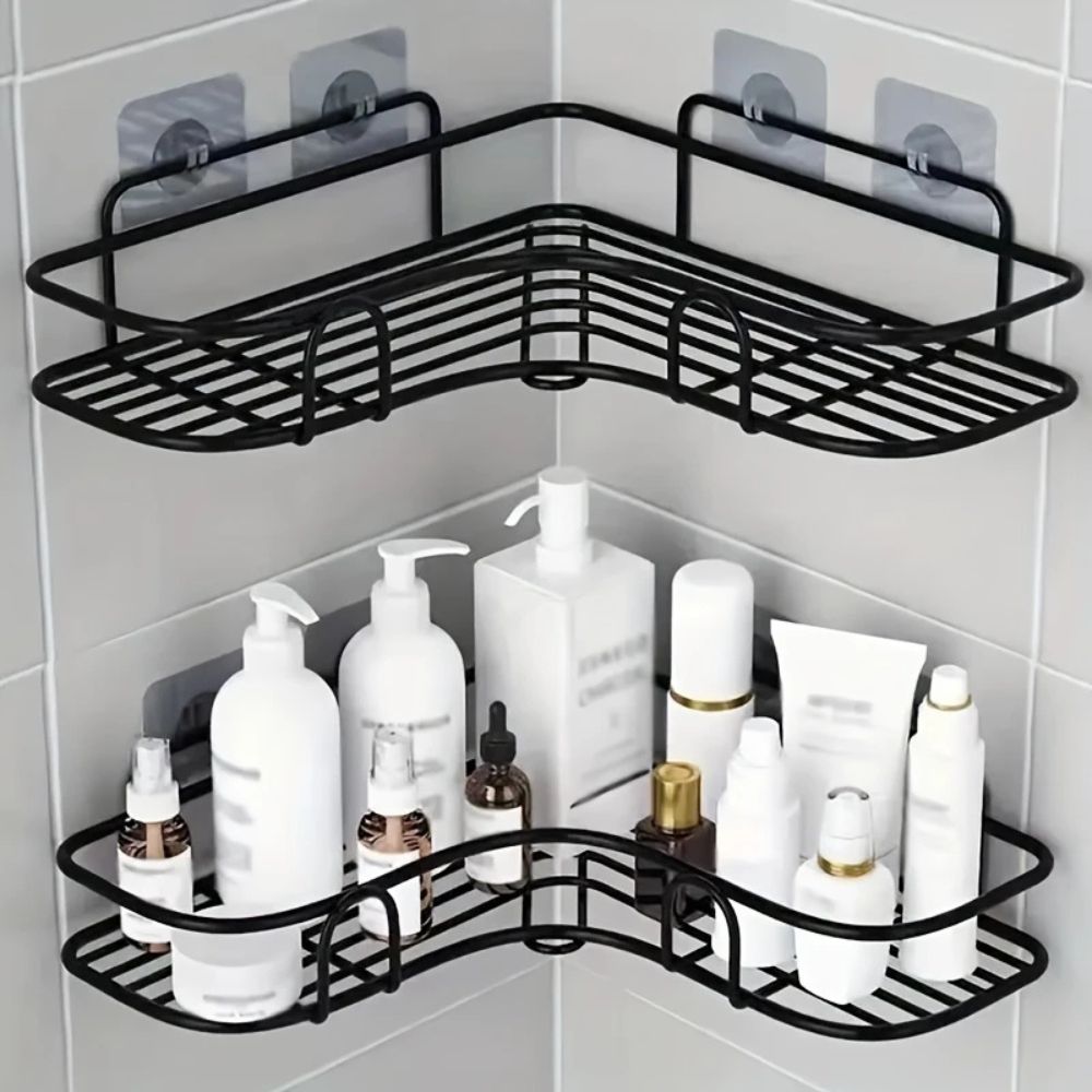 Space-Saving Corner Organizer for Shower & Kitchen – Black