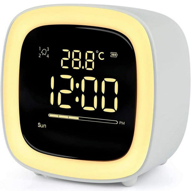 Stylish LED Alarm Clock with Digital Display – Gray