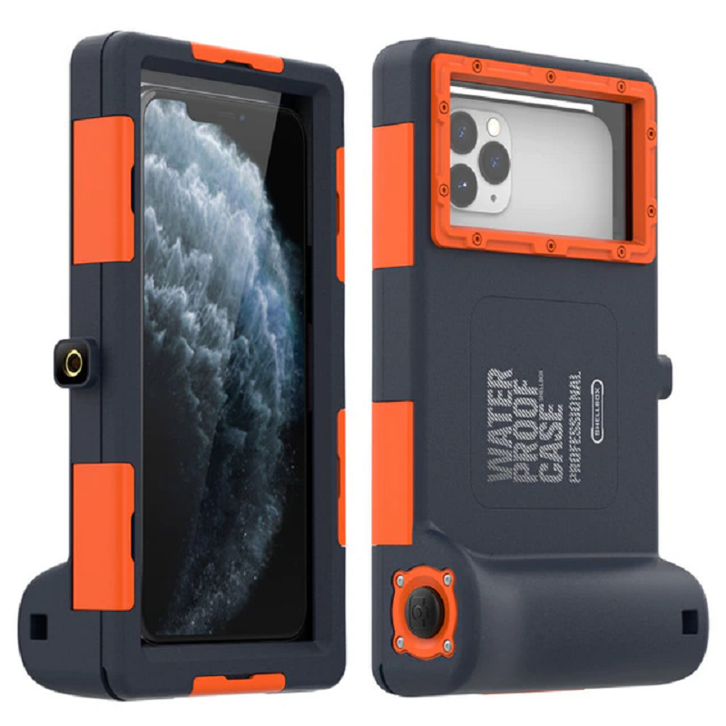 Waterproof Phone Case for Diving - Compatible with iPhone – Blue-Orange