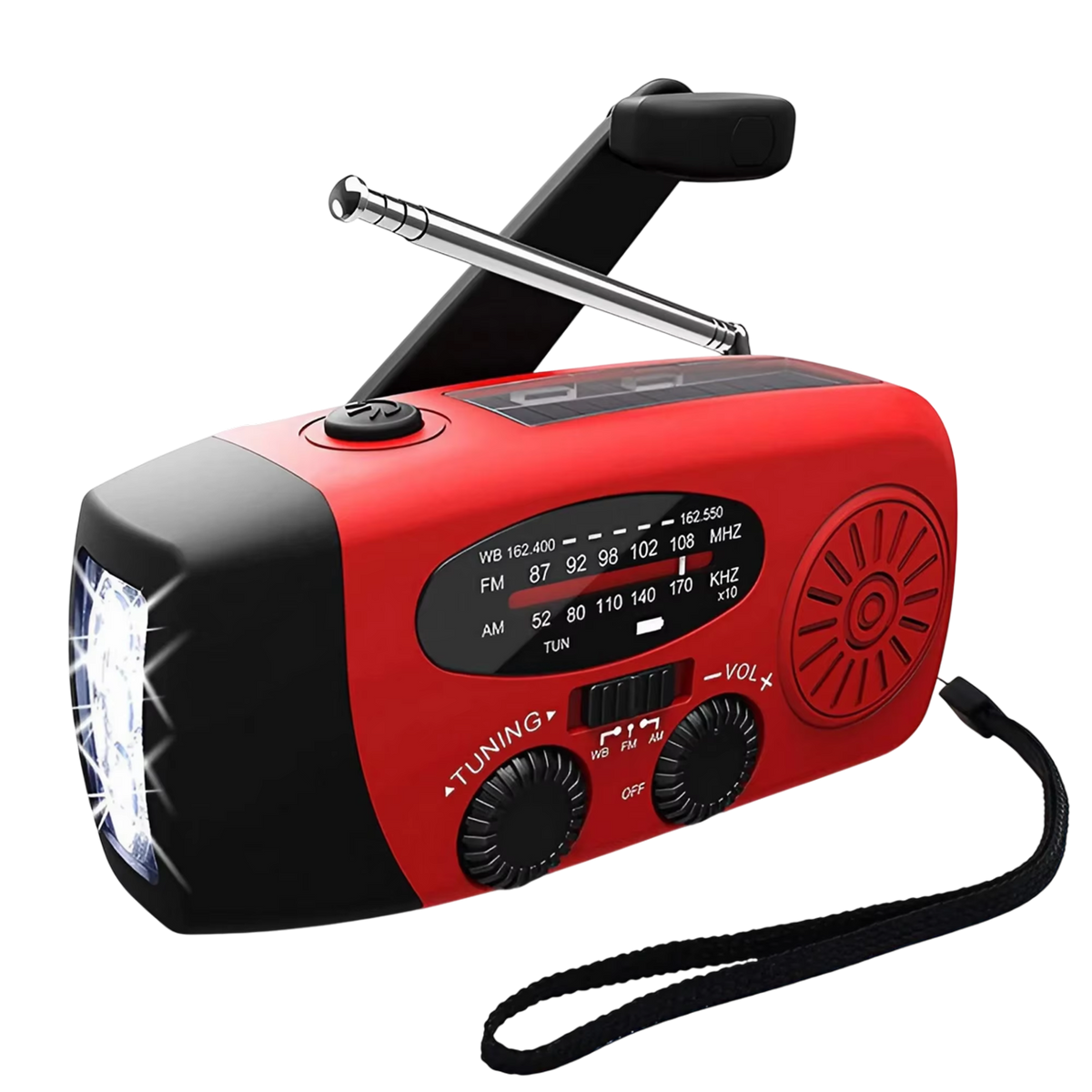 Portable Emergency Radio for Disaster Preparedness – Red