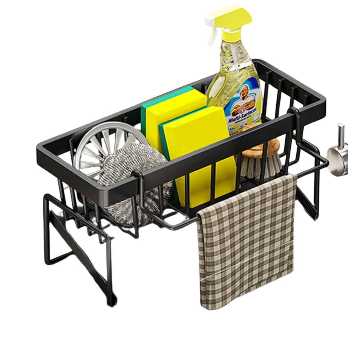 Faucet-Mounted Sponge Holder - Stainless Steel Sink Rack – Black