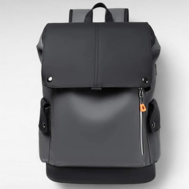 25L Waterproof Roll-Top Backpack with USB Port, Laptop Section and Pockets – Black Grey