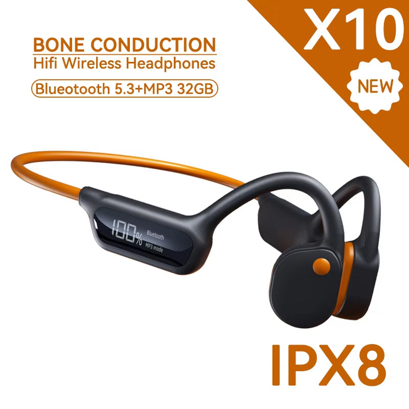 Waterproof Swimming Earphones for Pool and Outdoor Use – Black Orange (S10)