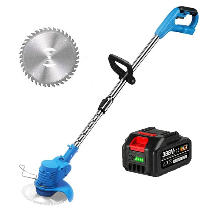 Cordless Grass Trimmer with Electric Battery – High-Power Tool – Blue