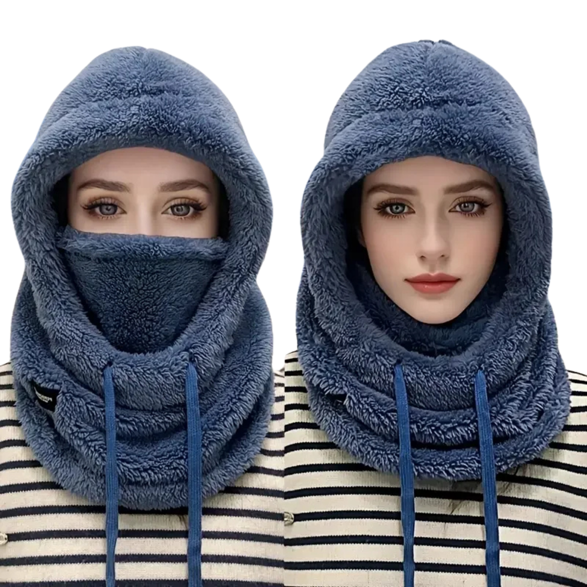 Fleece Ski Hooded Balaclava - Windproof Thermal Face Mask for Winter – Blue