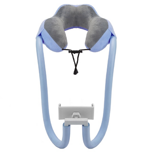 Neck Support Pillow with Built-in Phone Holder – Blue
