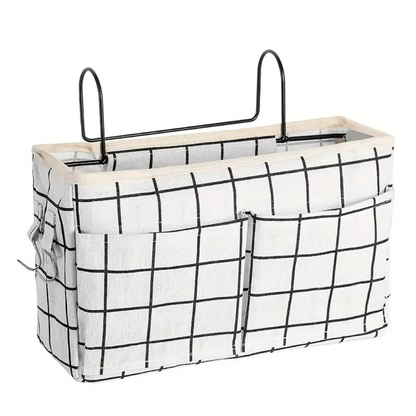Space-Saving Hanging Organizer for Everyday Essentials – White Plaid