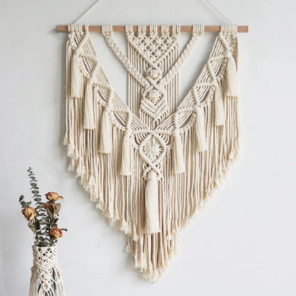 Textured Geometric Macrame Wall Art for Modern Spaces – White