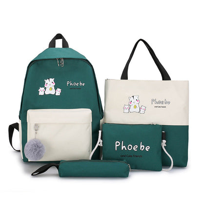 5-Piece Bag Set with Animal Design – Green