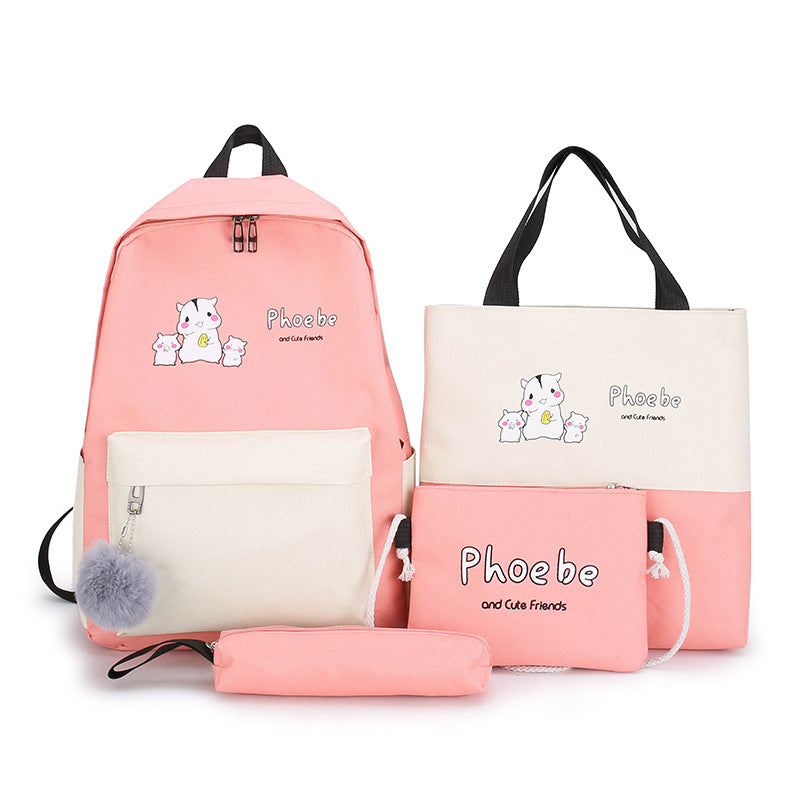 5-Piece Bag Set with Animal Design – Pink