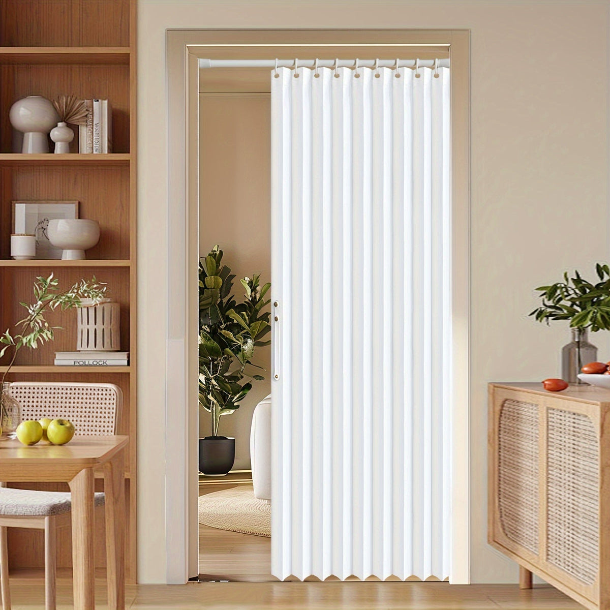 Colorful Magnetic Folding Curtain for Doors – Space-Saving Divider, Washable Polyester