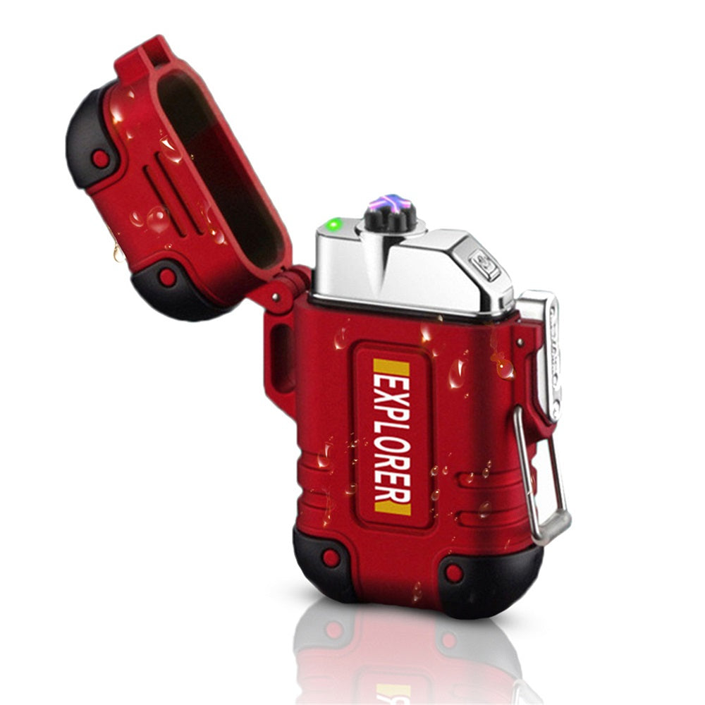 Plasma Lighter with Double Arc – Windproof and Waterproof Design – Red