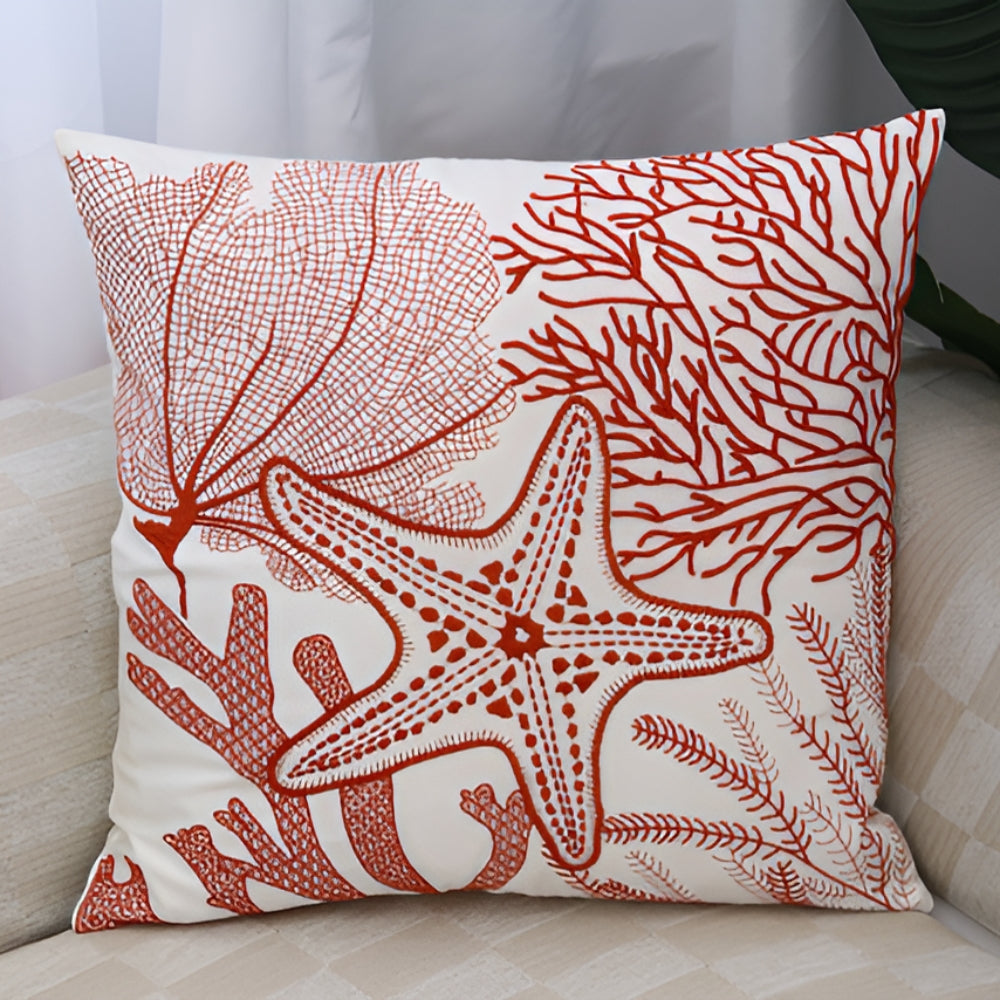 Seaside Serenity Decorative Cushion Cover – Red Reef
