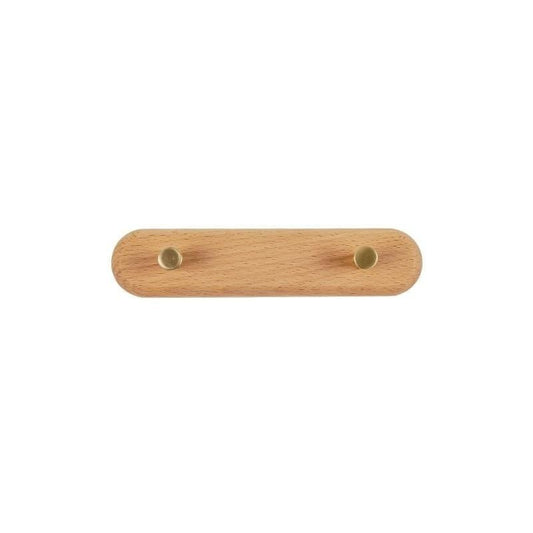 Minimalist Wooden Coat Rack with Brass Hooks for Wall Mounting – Beech