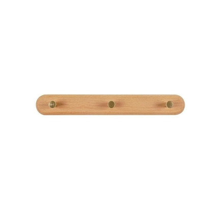 Minimalist Wooden Coat Rack with Brass Hooks for Wall Mounting – Beech