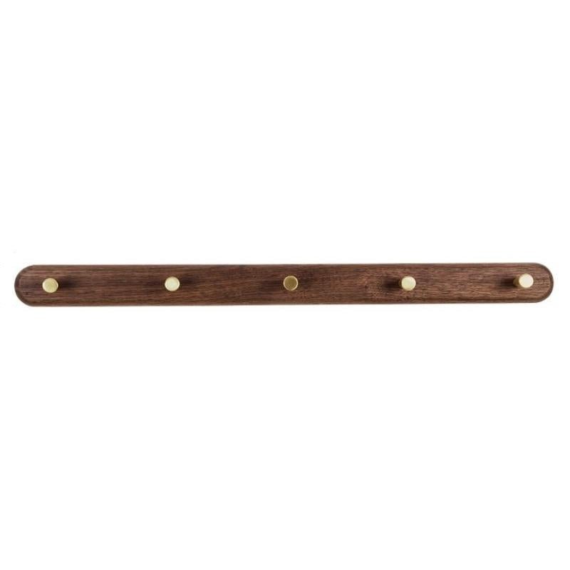 Minimalist Wooden Coat Rack with Brass Hooks for Wall Mounting – Black walnut