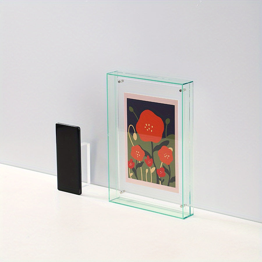 Chic Acrylic Photo Holder – Modern Art Display Stand – Fluorescent Green
