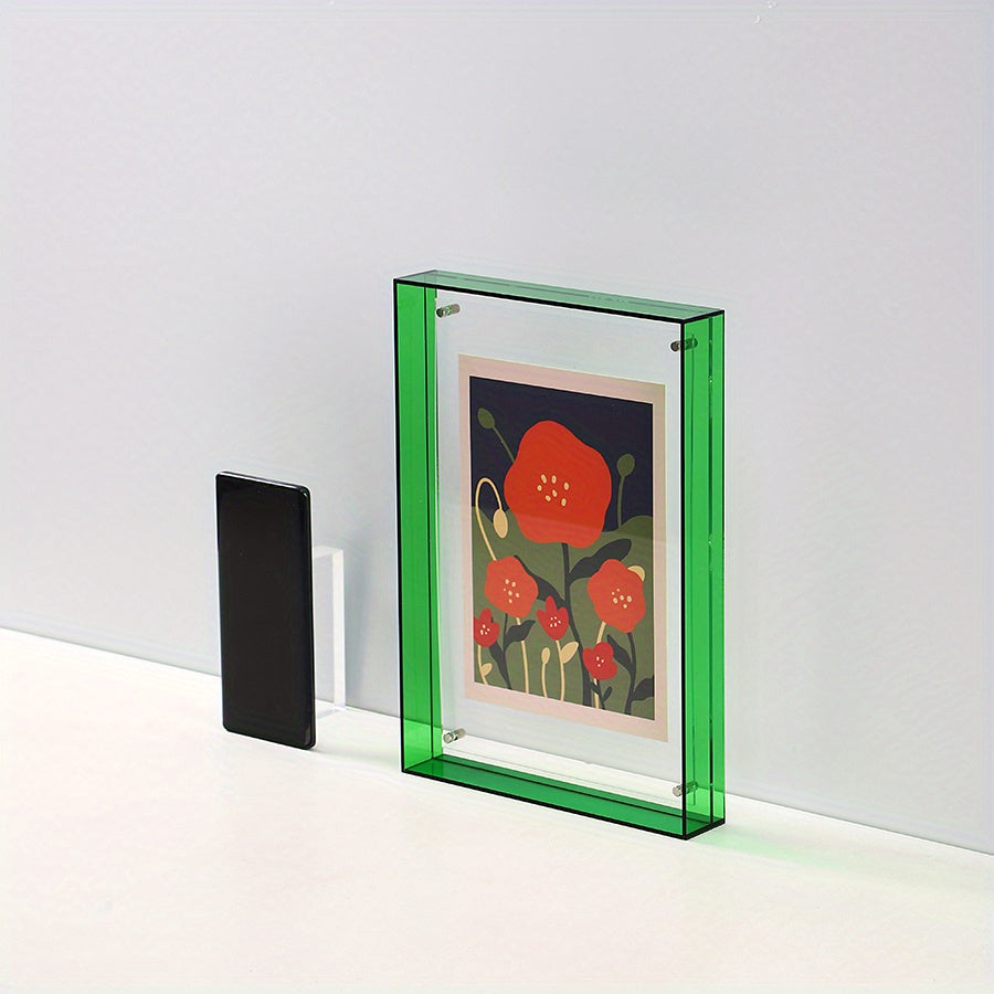Chic Acrylic Photo Holder – Modern Art Display Stand – Emerald green