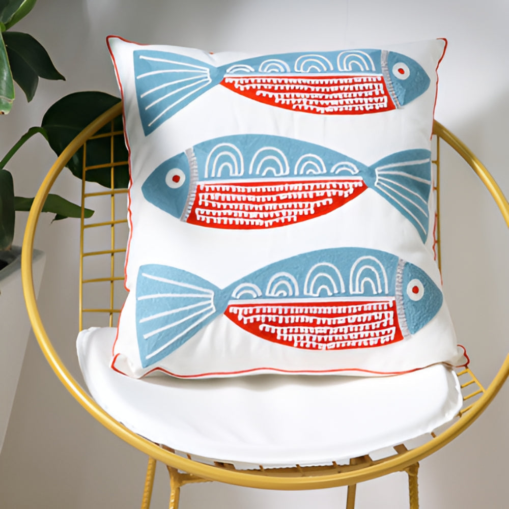 Seaside Serenity Decorative Cushion Cover – Red Trio