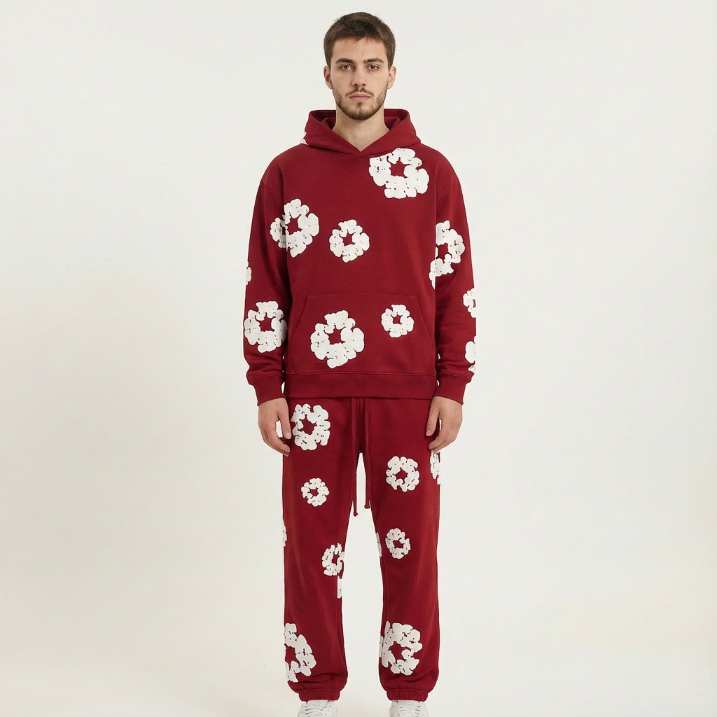 Chic Spring Sweatshirt for Men – Elegant Floral Design and Comfort – Red
