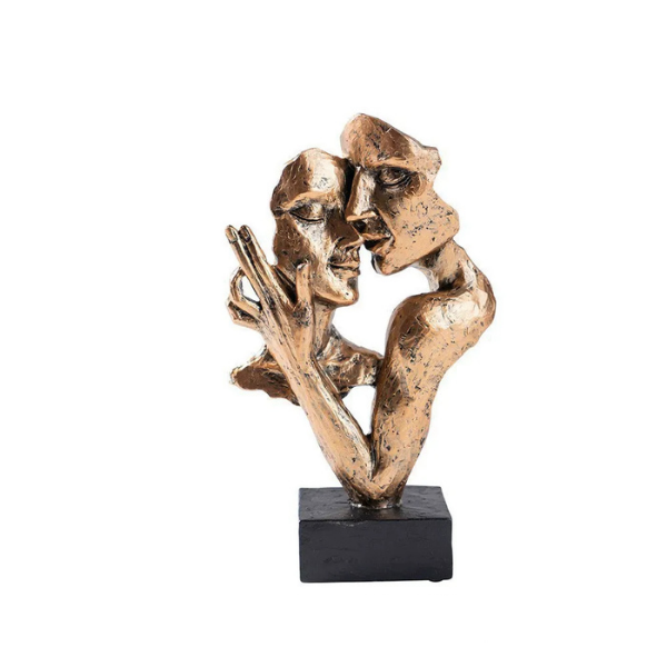 Modern Home Accent - Abstract Sculpture of Couple Kissing – Bronze