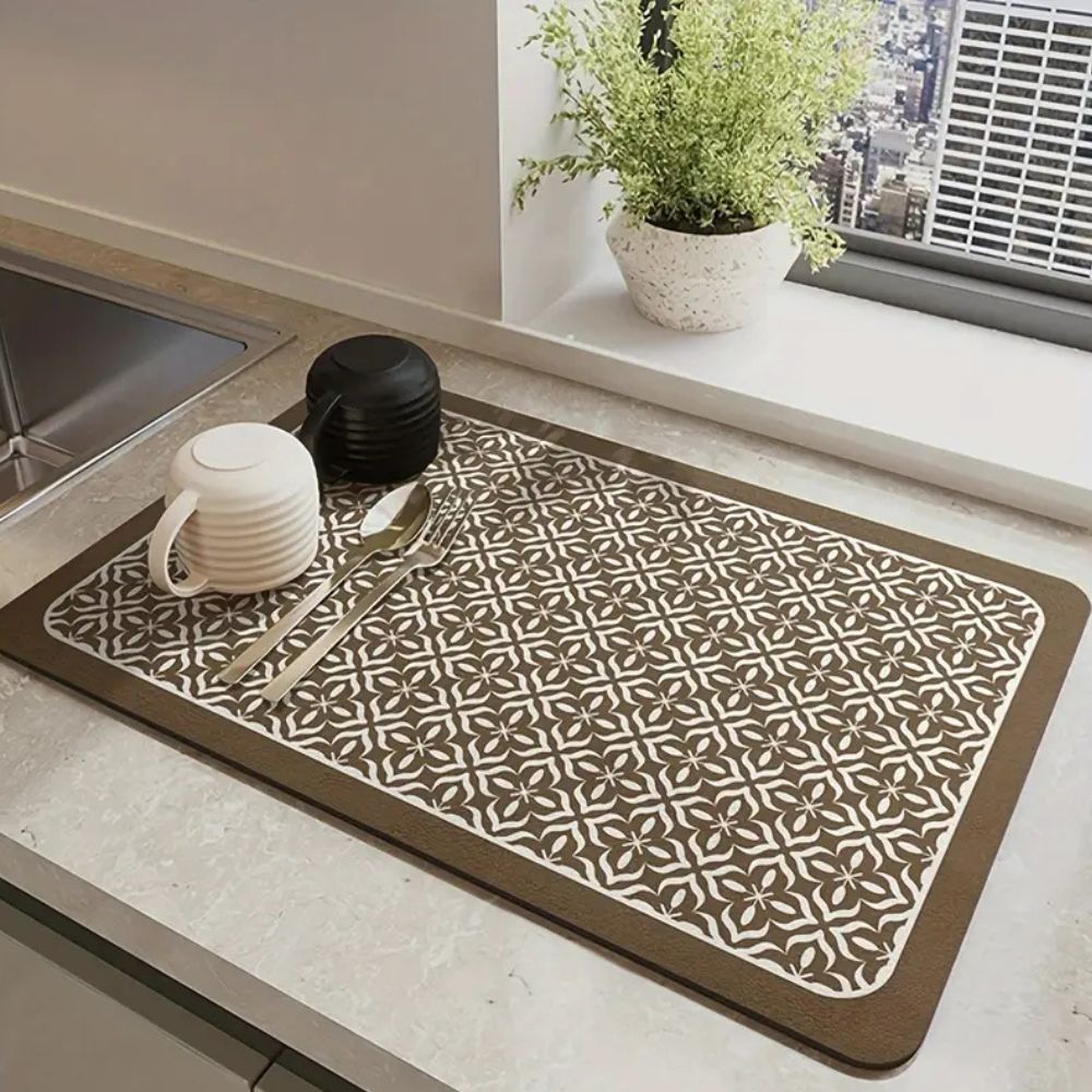 Elegant Kitchen Dish Drying Mat for Effortless Cleanliness – beige
