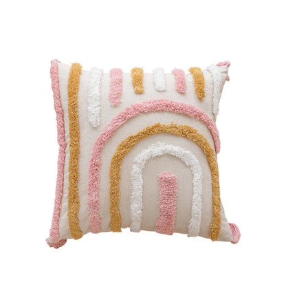 Charming Floral-Patterned Cushions with Tassel Accents – Rainbow