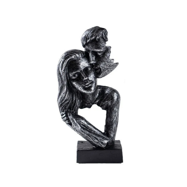 Modern Home Accent - Abstract Sculpture of Couple Kissing – Black
