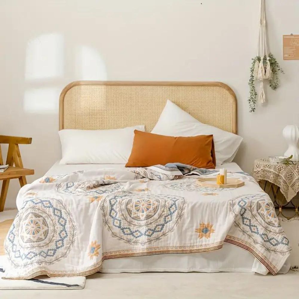 Mandala Pattern Soft Cotton Blanket for Various Uses