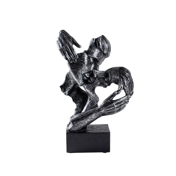Modern Home Accent - Abstract Sculpture of Couple Kissing – Black