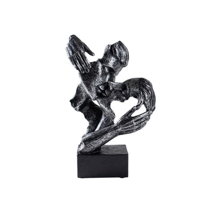 Modern Home Accent - Abstract Sculpture of Couple Kissing – Black