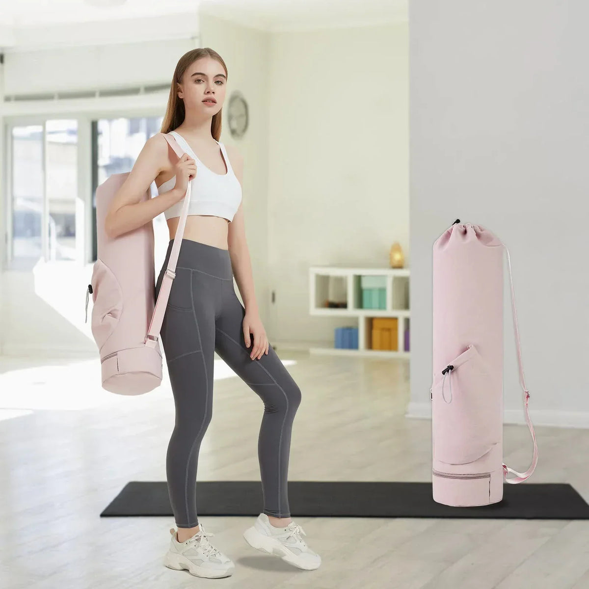 Stylish Yoga Mat Bag with Water Bottle Compartment