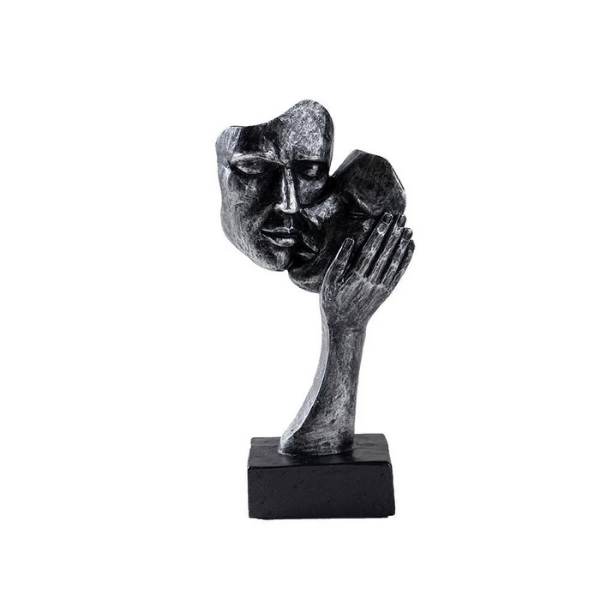 Modern Home Accent - Abstract Sculpture of Couple Kissing – Black
