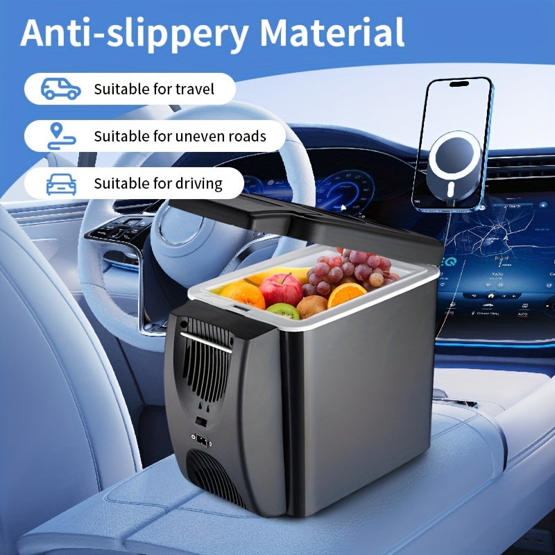 6L Mini Portable Fridge for Cars – DC 12V Electric Cooler for Drinks, Seafood, and Fruits – Black