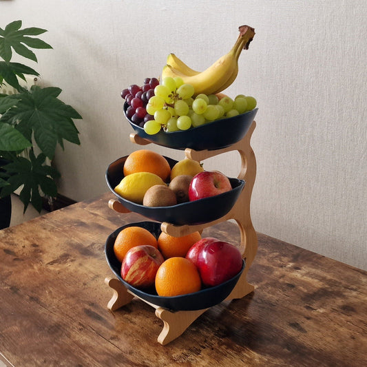 Oval Fruit Bowl Set – 2-Tier and 3-Tier Options – Green 3 Tiers