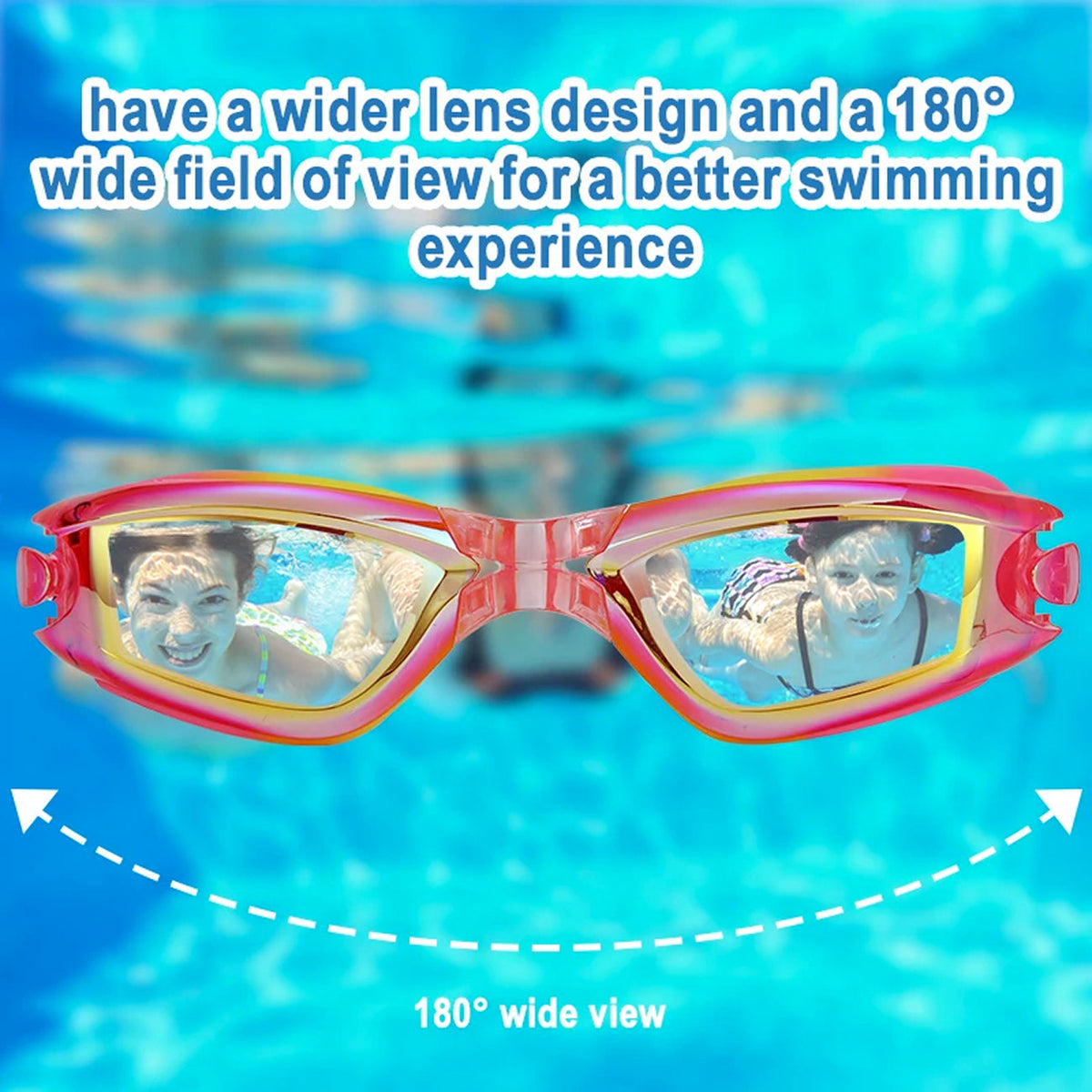 Kids Swim Goggles with Anti-Fog Technology and 180° Panoramic View