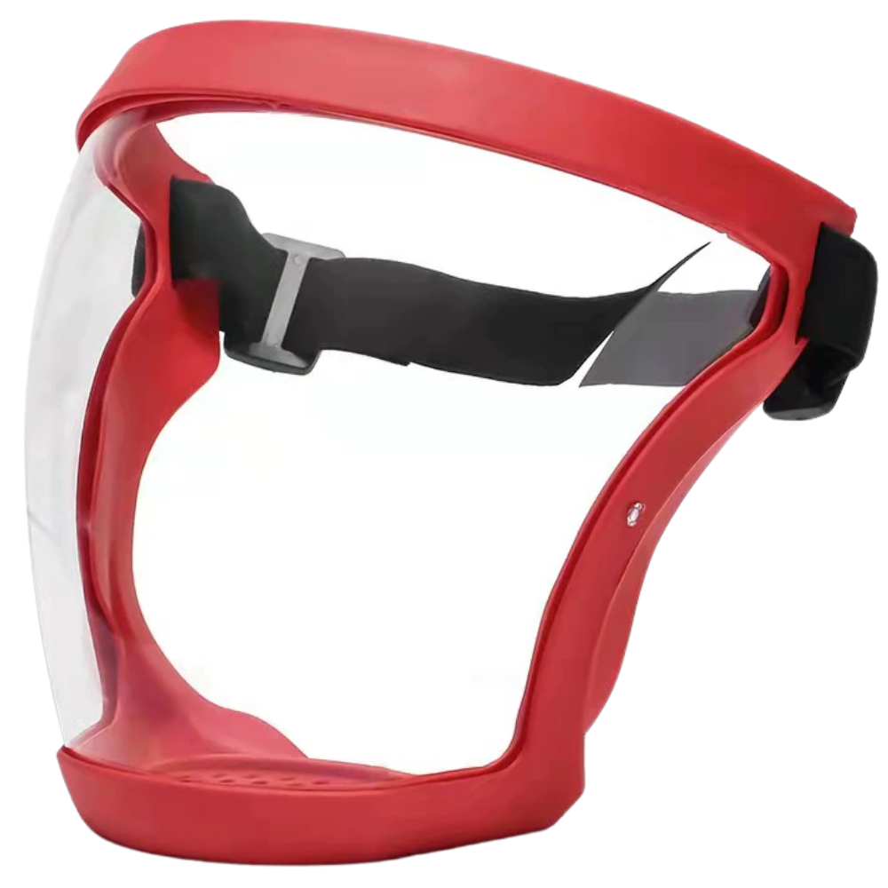 Clear Protective Face Shield Mask – Red