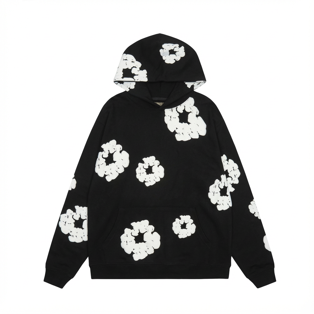 Chic Spring Sweatshirt for Men – Elegant Floral Design and Comfort – Black