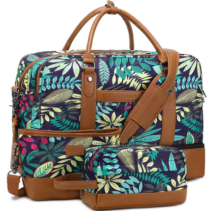 Spacious Travel Duffel for Women - Large Weekend Overnight Bag – Leaf Set