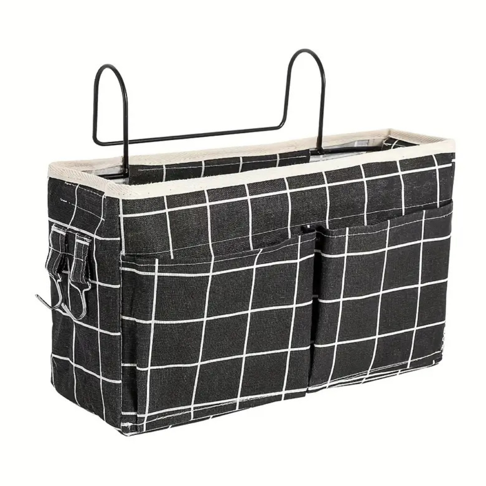 Space-Saving Hanging Organizer for Everyday Essentials – Black Plaid