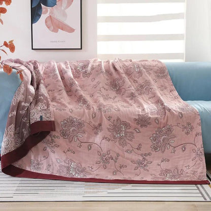 Lightweight Floral Blanket with Breathable Fabric Design – Pink