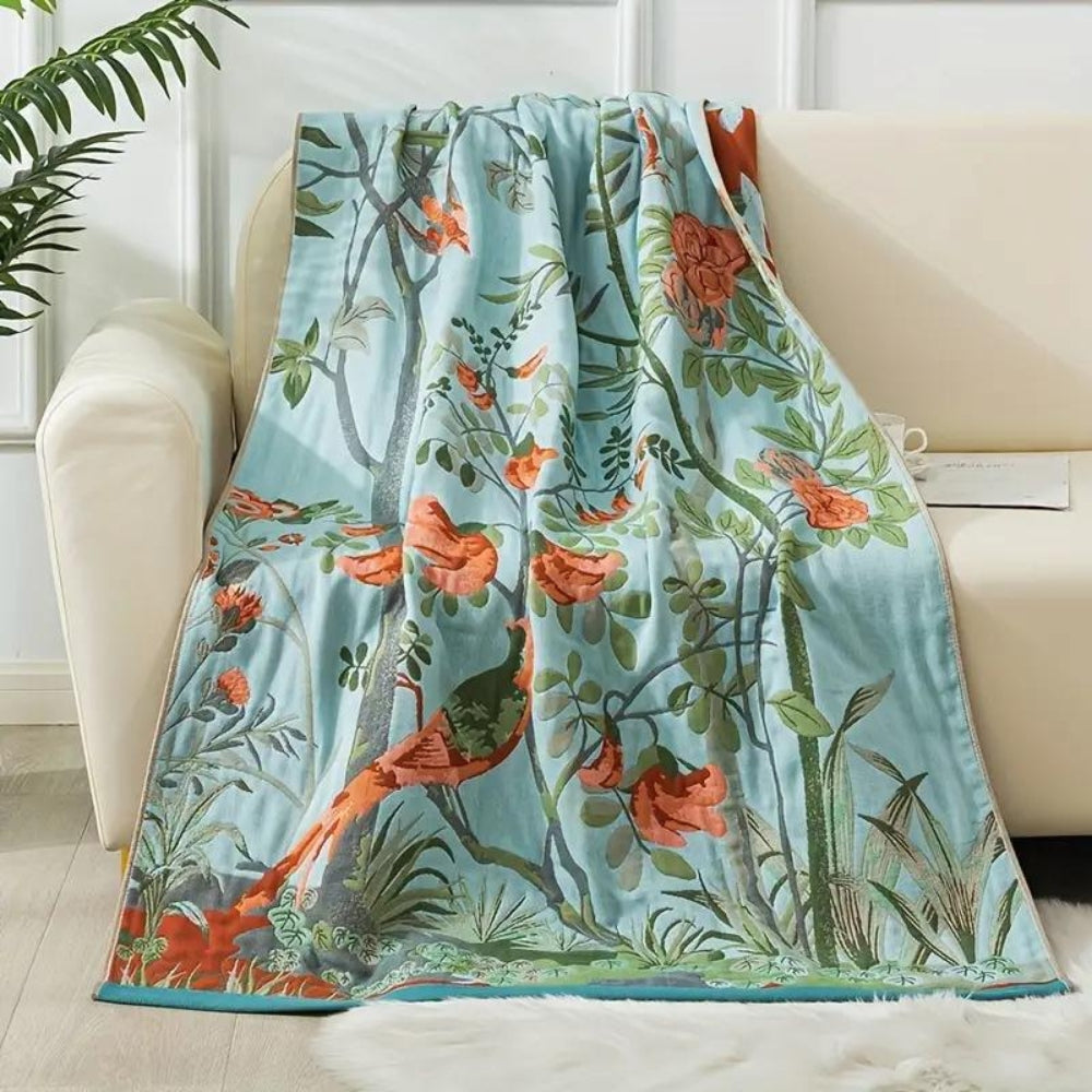 Charming Blossom Cotton Bath Towel for Everyday Luxury – Bird Green