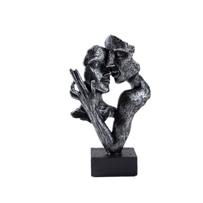 Modern Home Accent - Abstract Sculpture of Couple Kissing – Black