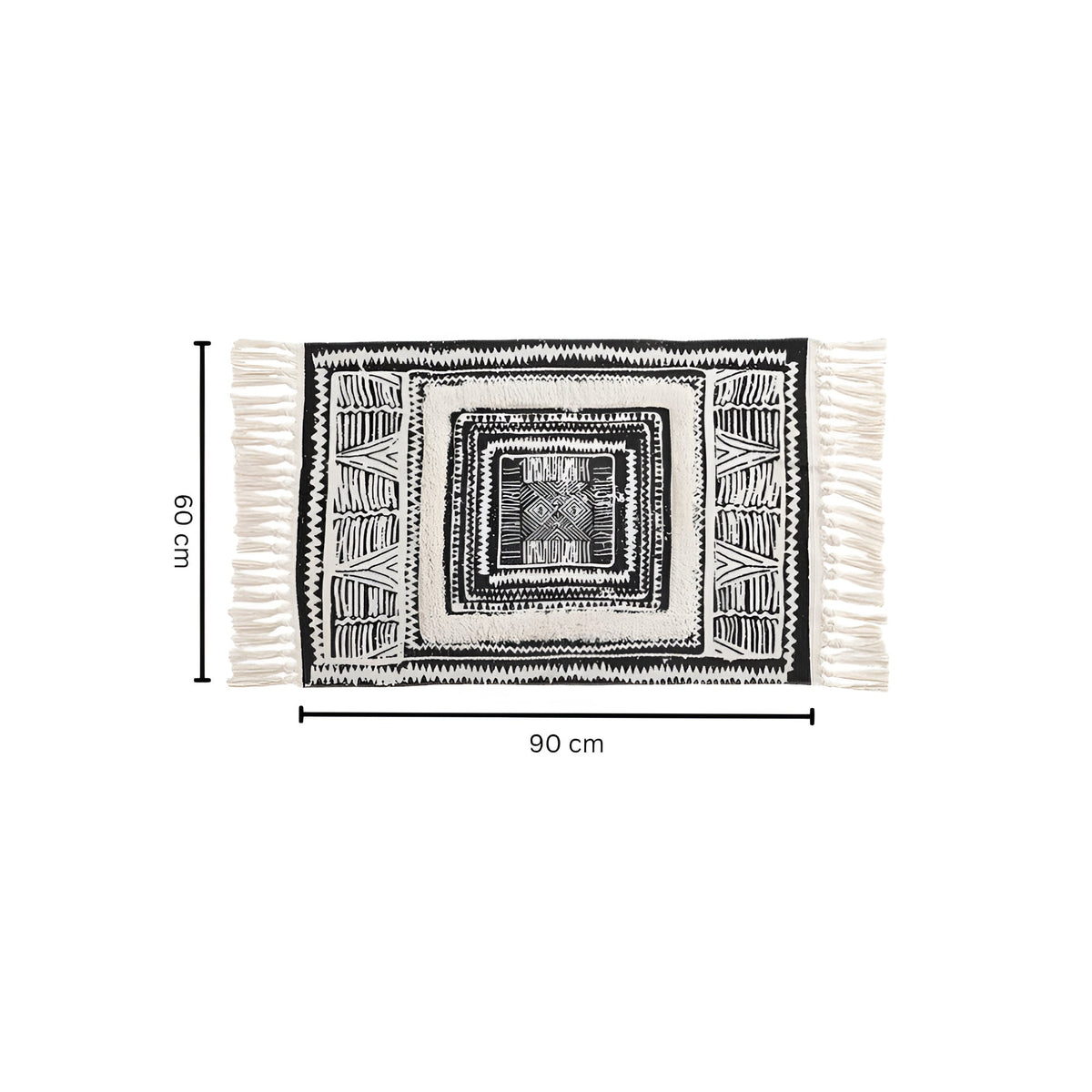 Chic Geometric Floor Rug with Tassel Accents
