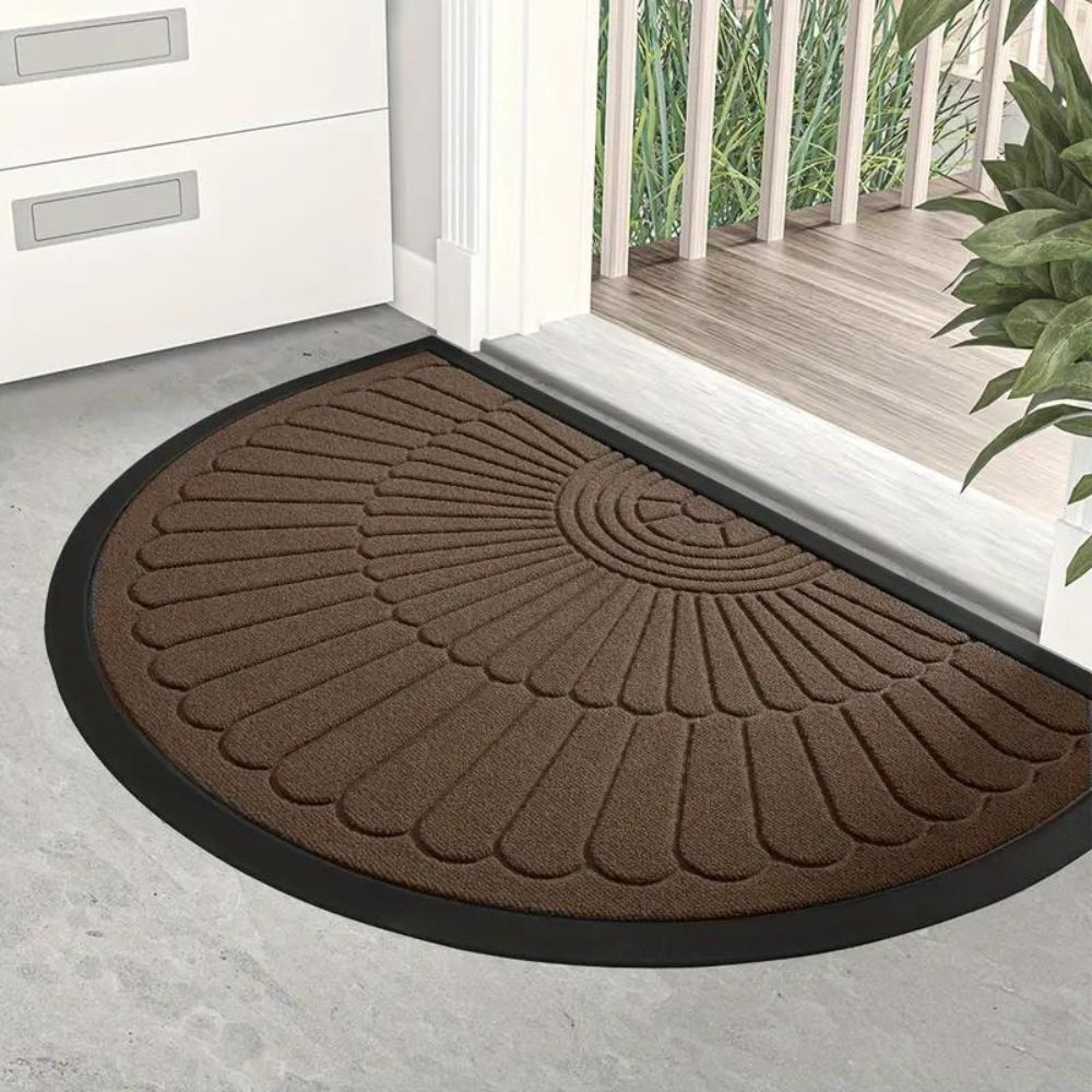 Chic Half-Moon Welcome Mat for Every Entryway – Brown